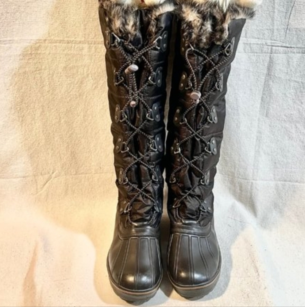Aldo Chocolate Lace-Up Fur Winter Boots